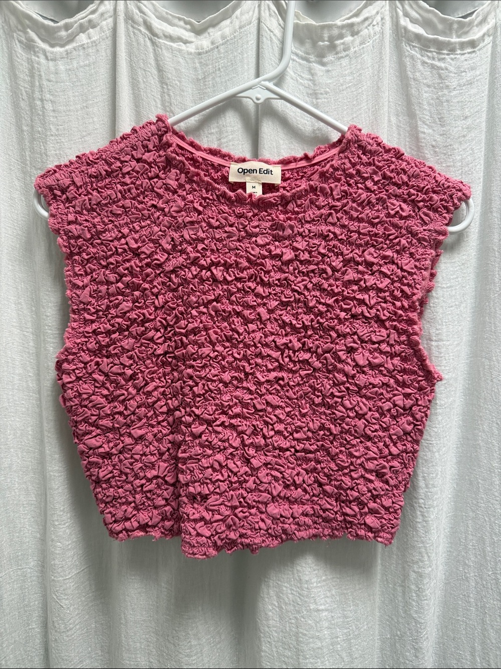 Women's Pink Smocked Crop Top